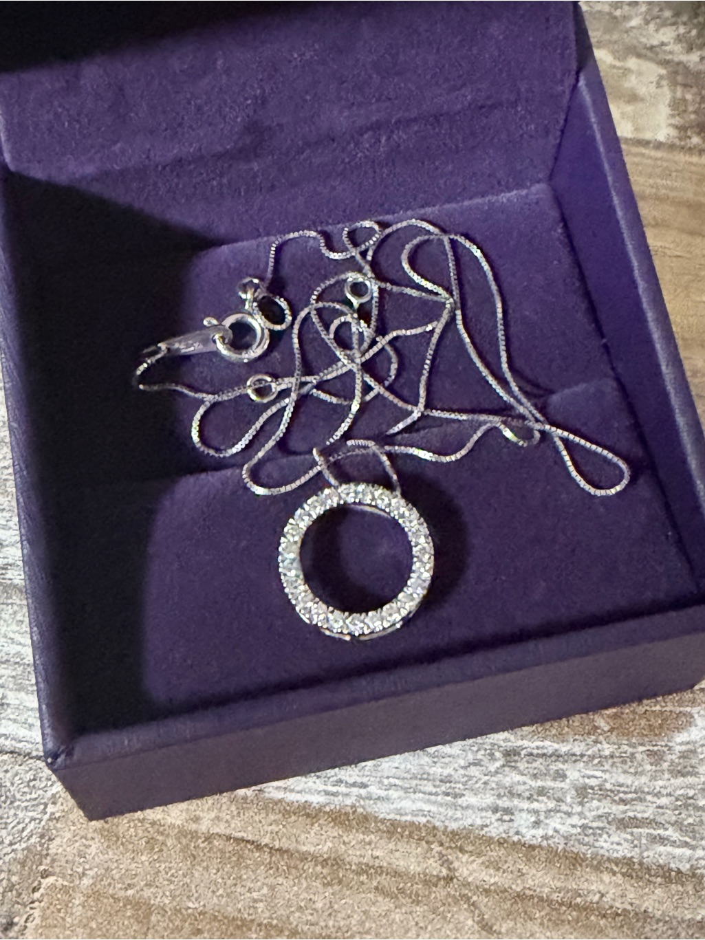 14 Ct Tw White Gold Diamond Circle Necklace